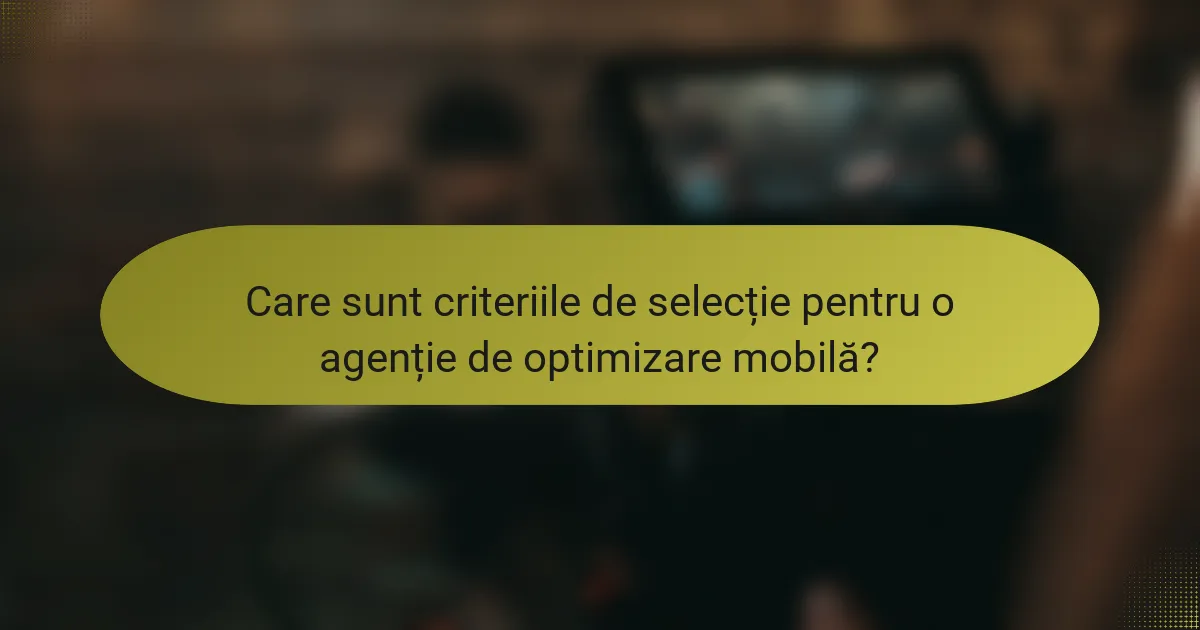 Care sunt criteriile de selecție pentru o agenție de optimizare mobilă?