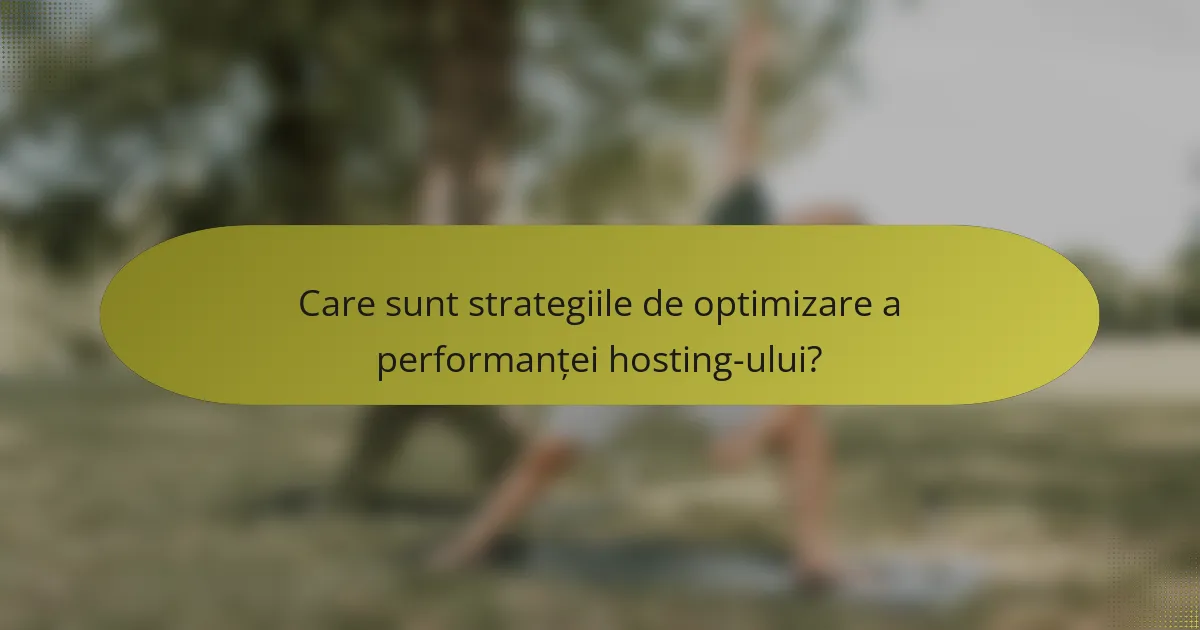 Care sunt strategiile de optimizare a performanței hosting-ului?