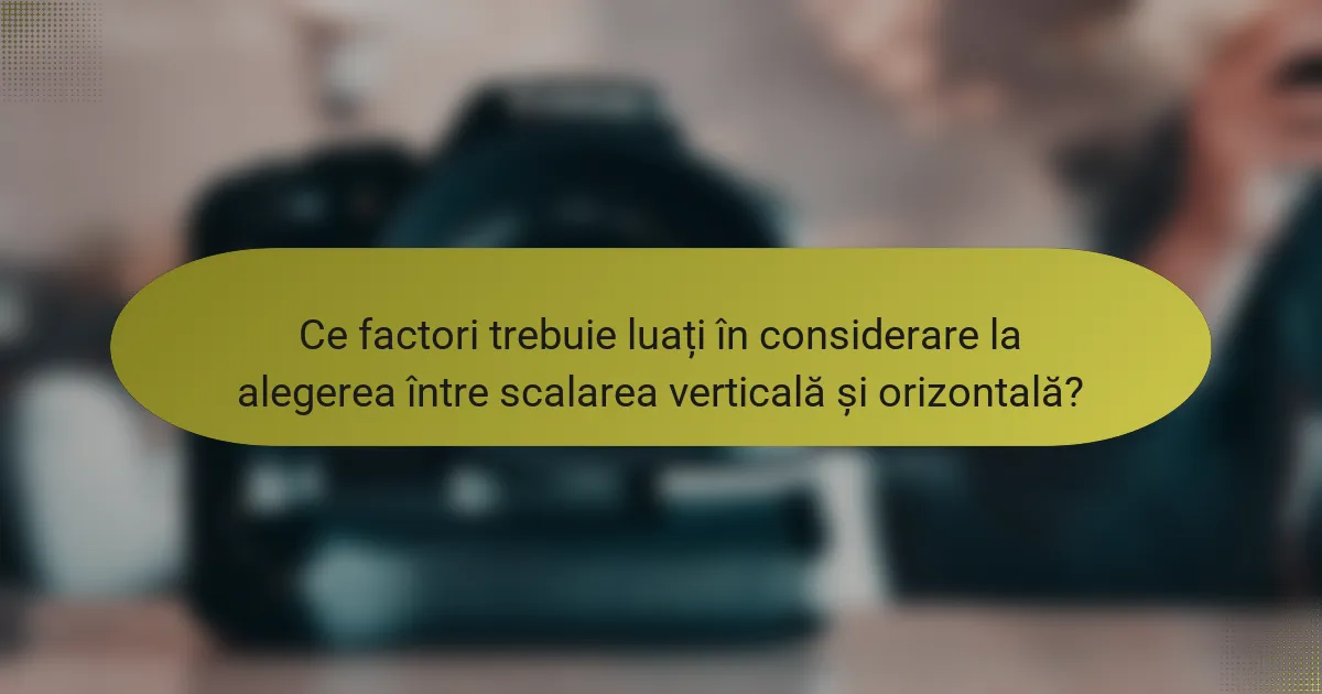 Ce factori trebuie luați în considerare la alegerea între scalarea verticală și orizontală?
