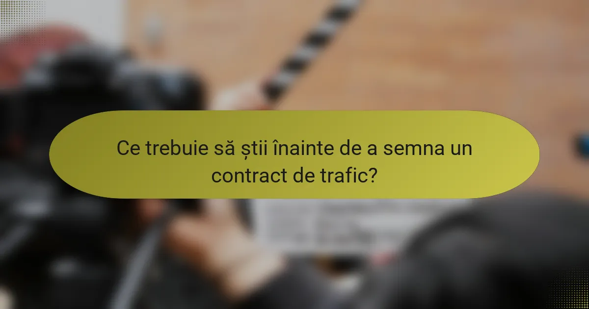 Ce trebuie să știi înainte de a semna un contract de trafic?